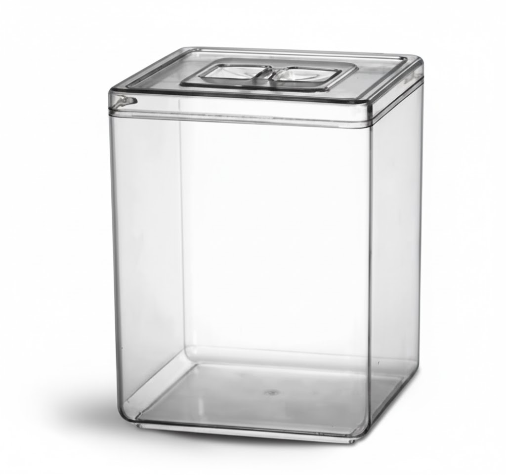 POTE QUADRILÁTERO COM TAMPA 10L CRISTAL - BOLIVAR