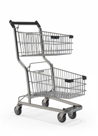 CARRINHO PREMIUM 90LTS-DUPLO CINZA COM ACABAMENTO PRETO - AMAPÁ