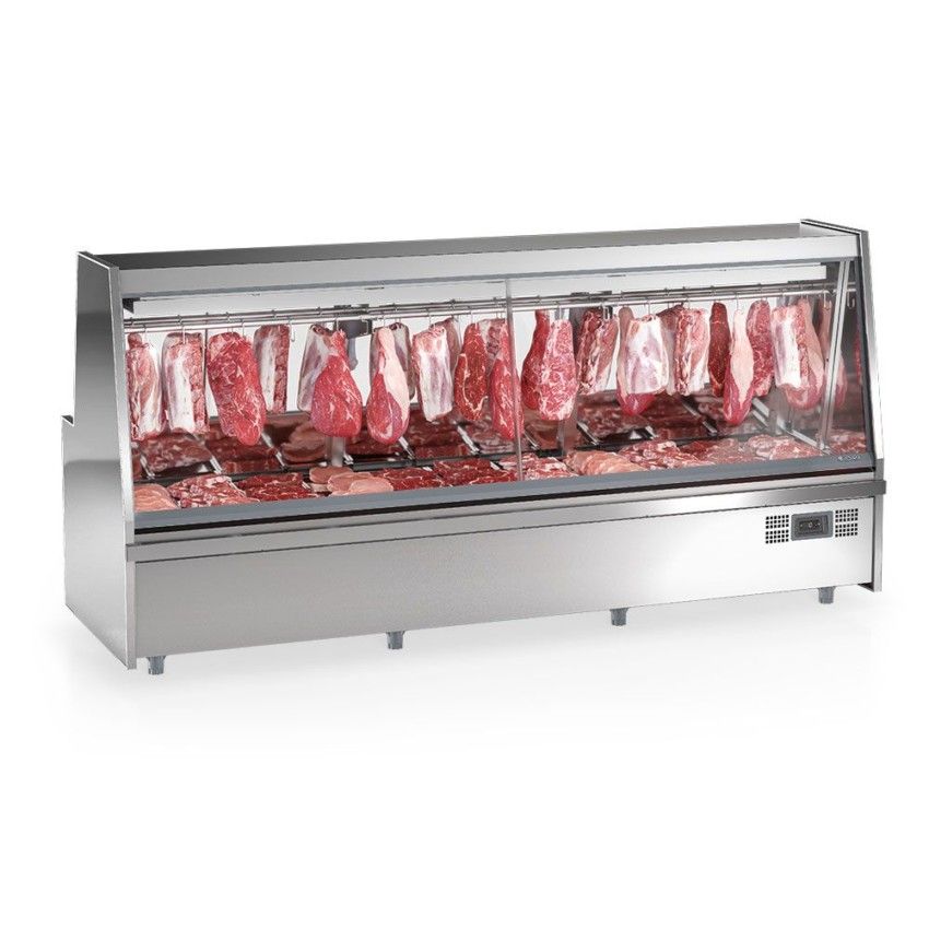 EXPOSITOR REFRIGERADO PARA AÇOUGUE AÇO INOX TURINO EM GATS-300 - GELOPAR