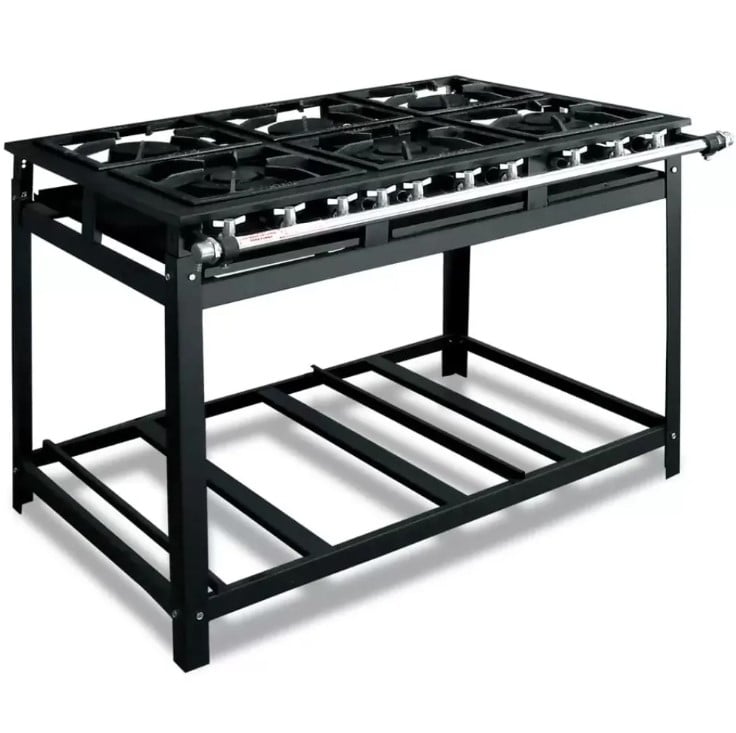 FOGÃO INDUSTRIAL BAIXA PRESSÃO 6 BOCAS - 30X30CM - 3QS/3QD - LINHA ECONOMY - CRISTAL AÇO