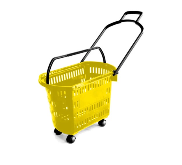 CESTA S-1200 AMARELA COM RODÍZIO - PLASTICOMM