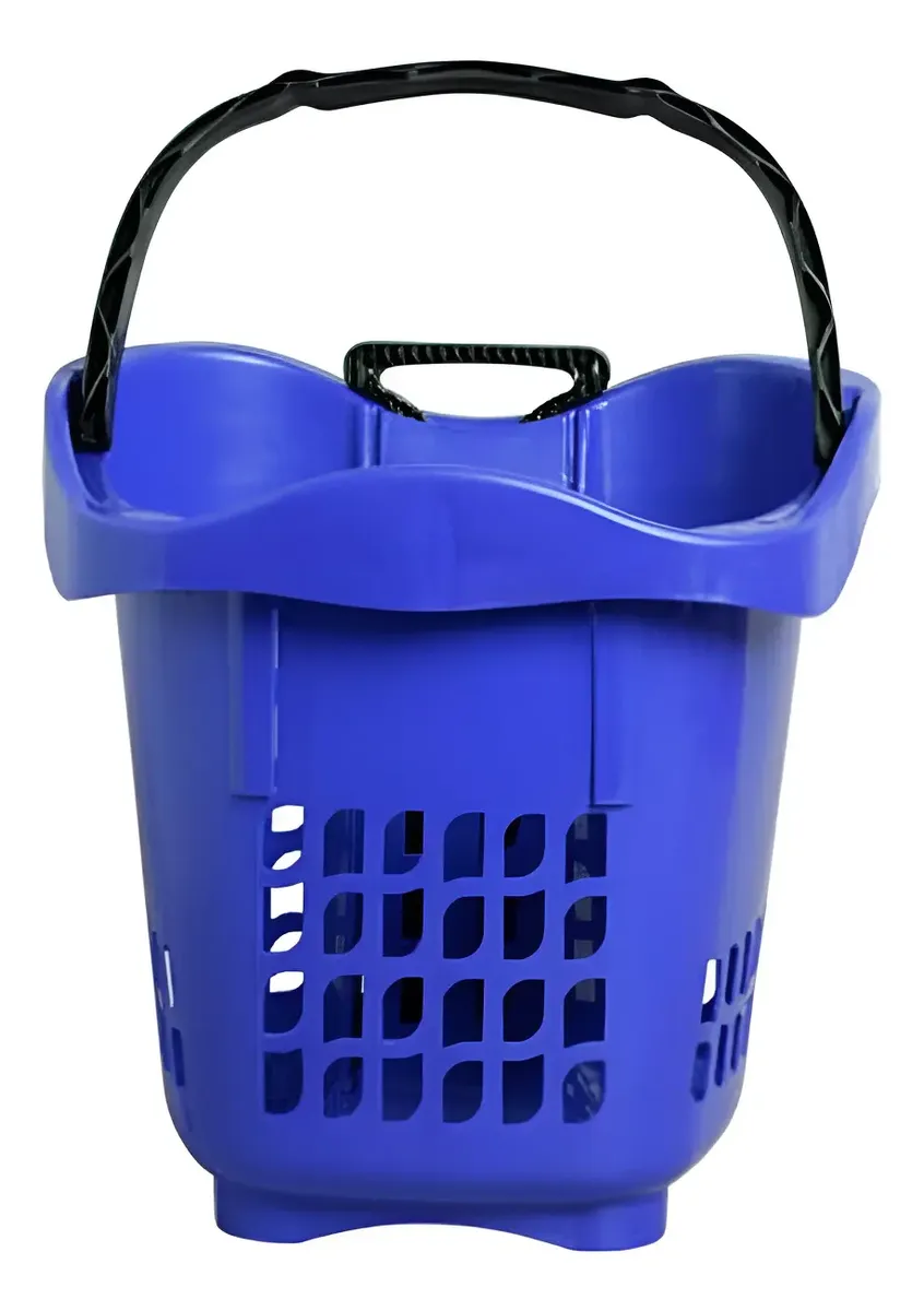 CESTO MERCADO MULTIUSO AZUL RODIZIO 30L - PLASNEW
