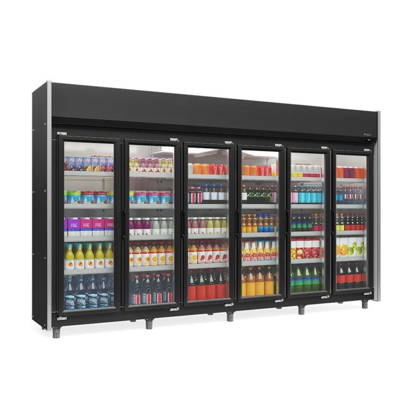 REFRIGERADOR VERTICAL AUTO SERVIÇO PRETO GEAS-6P - GELOPAR