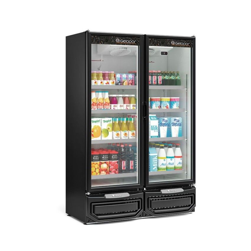 REFRIGERADOR VERTICAL COM 2 PORTAS PRETO CONVENIÊNCIA GCVR-950 - GELOPAR