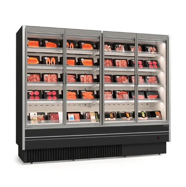 EXPOSITOR VERTICAL PREMIUM EXTRA FRIO 4 PORTAS 2500 MÁQUINA ACOPLADA REFRIMATE