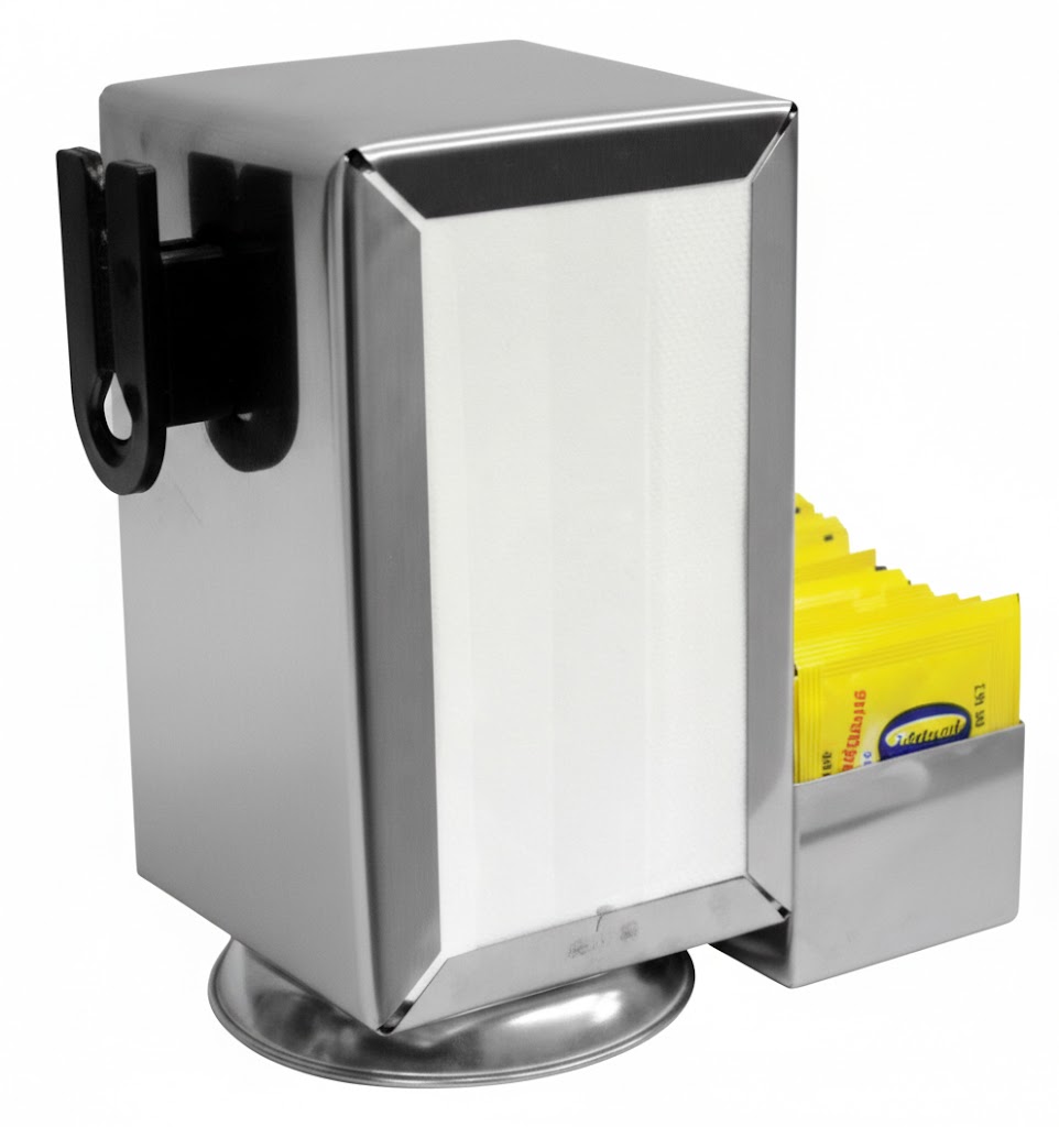 CONJUNTO PORTA GUARDANAPO TIPO TV COM PORTA SACHE E CORTADOR EM ACO INOX - GLOBO