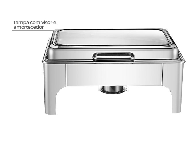RECHAUD SUPREME INOX 9L TAMPA COM VISOR E AMORTECEDOR - GP INOX
