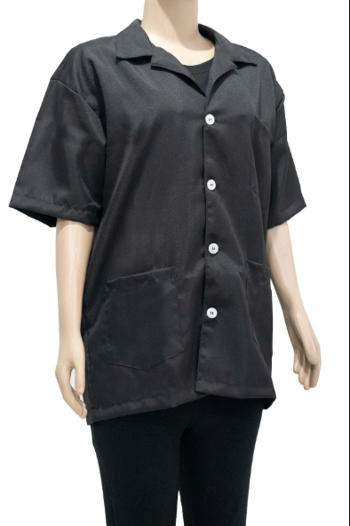 JALECO OXFORD GABARDINE PRETO GOLA G - R&S
