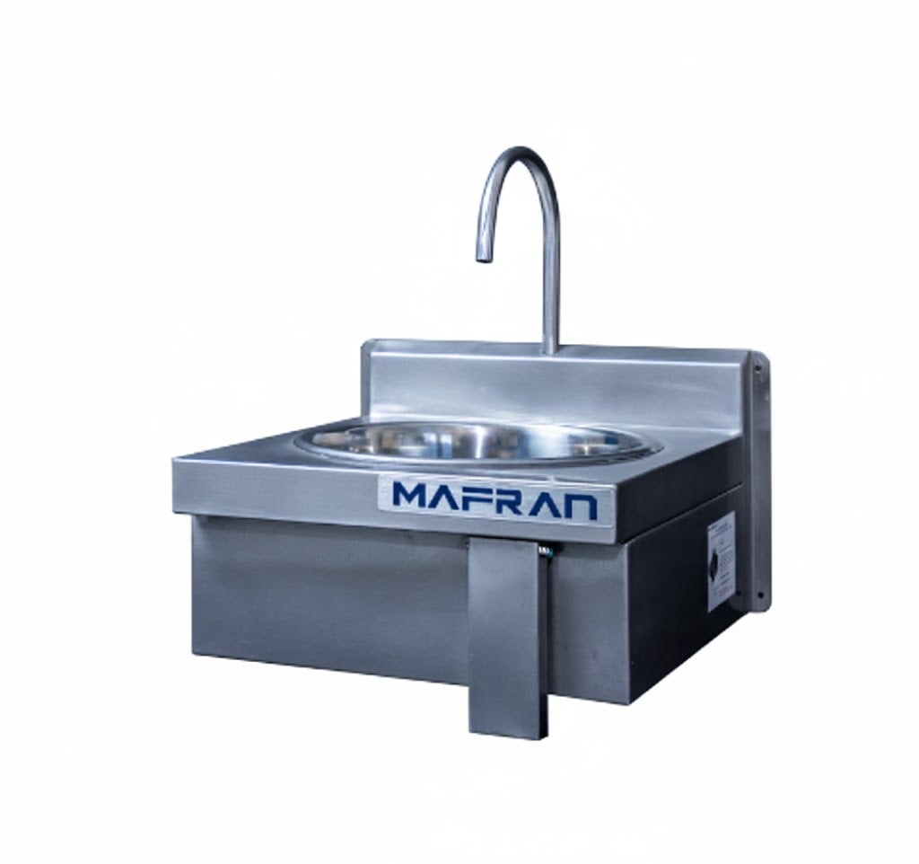 PIA DE MÃOS INOX DE ASSEPSIA COM ACIONAMENTO DE JOELHO - MAFRAN