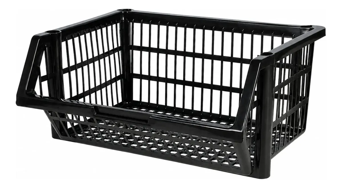 CESTO EMPILHAVEL 29X59X36 PRETO - BOLIVAR