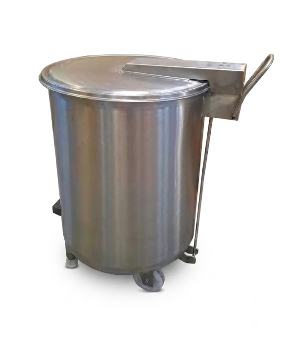 CARRO PORTA DETRITOS COM CESTO FIXO EM AÇO INOX 304 - CAPACIDADE 80 LITROS - C/ PUXADOR - CIMAPI