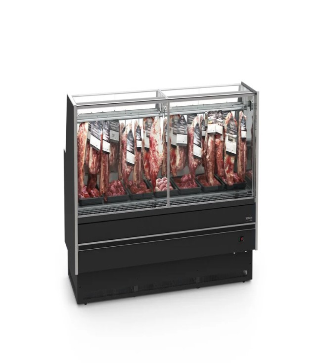 EXPOSITOR AÇOUGUE PREMIUM VIDRO RETO GANCHEIRA 1250 - REFRIMATE
