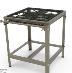FOGÃO BAIXA PRESSÃO EM INOX COM 2 BOCAS SIMPLES E 2 BOCAS DUPLAS PMINOX-402 F - PROGÁS
