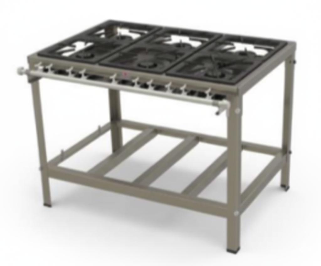 FOGÃO BAIXA PRESSÃO EM INOX  COM 3 BOCAS SIMPLES E 3 BOCAS DUPLAS PMINOX-603 F - PROGÁS