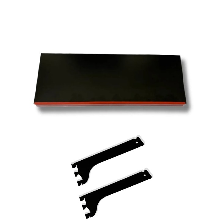 KIT PRATELEIRA PONTA (BANDEJA + MAÕS DE FORÇA + PORTA ETIQUETA) 40X80CM PRETA CRISTAL AÇO