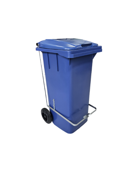 LIXEIRA COM RODAS E PEDAL 120L AZUL BOLIVAR