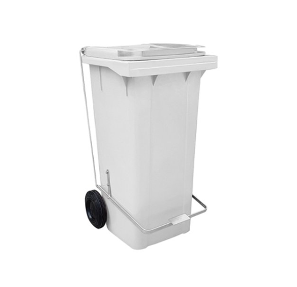 LIXEIRA COM RODAS E PEDAL 120L BRANCA BOLIVAR
