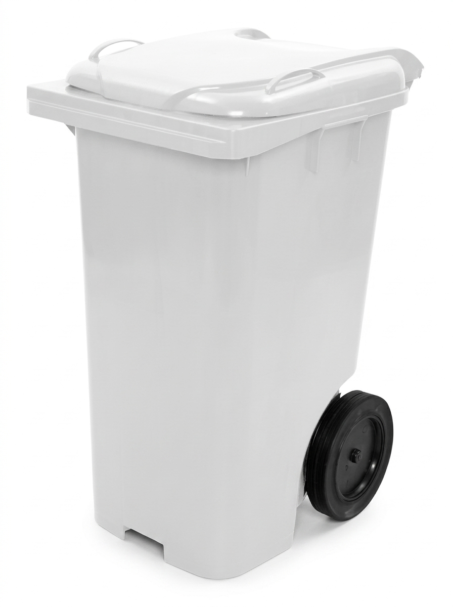 LIXEIRA COM RODAS MACICA 120LT BRANCO - BOLIVAR