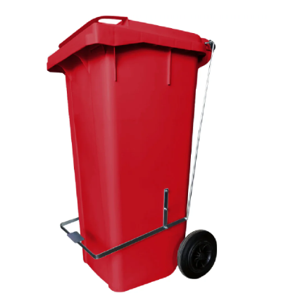 LIXEIRA COM RODAS E PEDAL 120L VERMELHA BOLIVAR