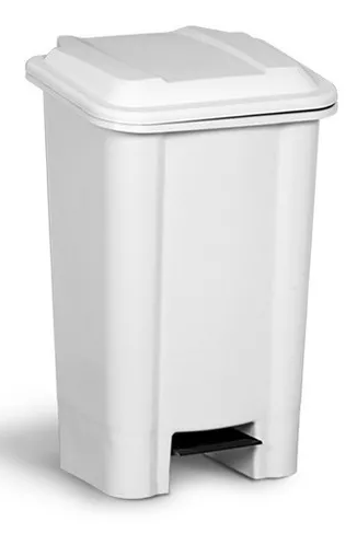 LIXEIRA RETANGULAR COM PEDAL 50L BRANCA BOLIVAR